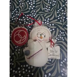 New Snowpinions "It's Time for Cardboard" Snowman Wine ornament